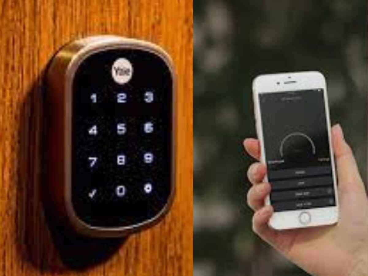 A smart lock with a door closed